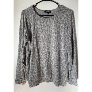 Buffalo David Bitton Womens Medium Gray Animal Print Soft Long Sleeve Pullover